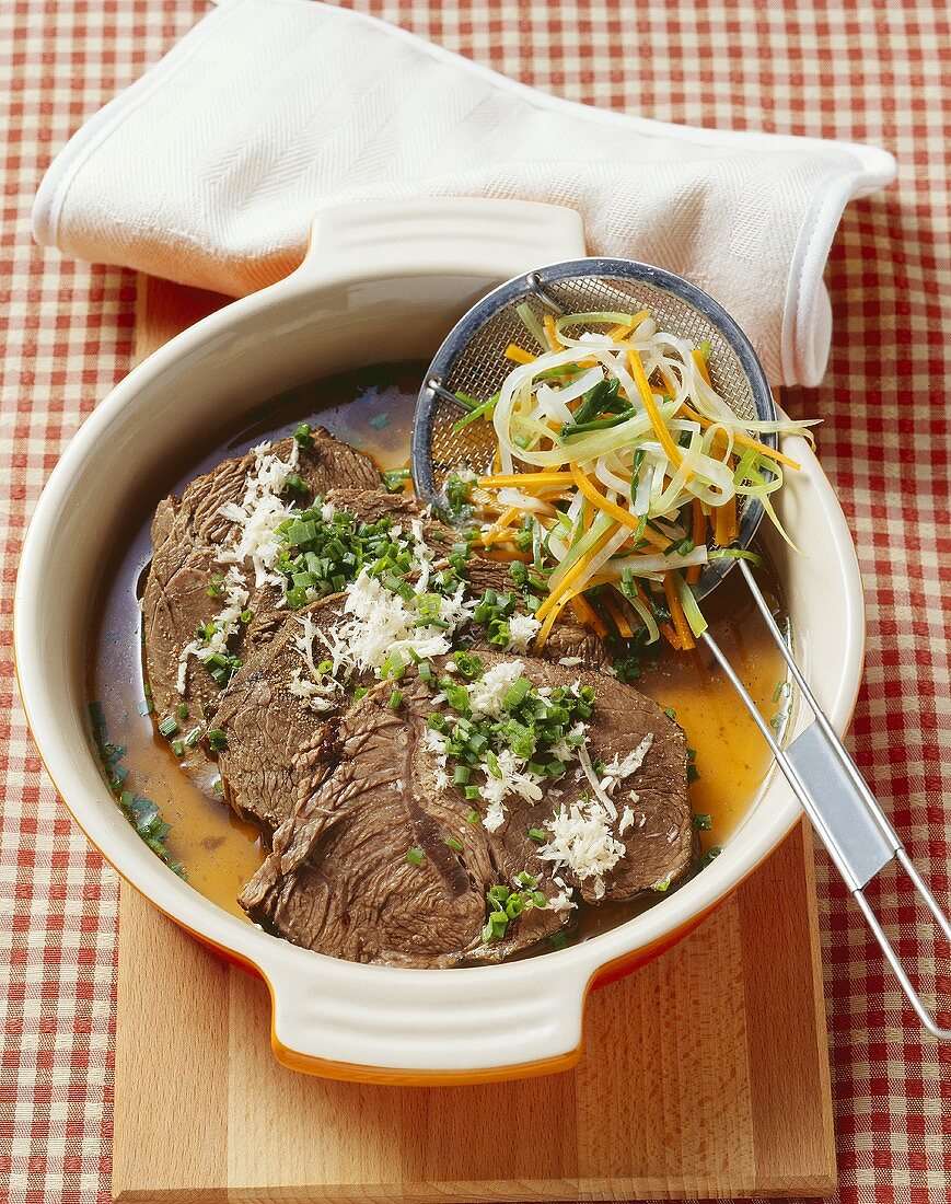 Boiled beef shoulder with horseradish