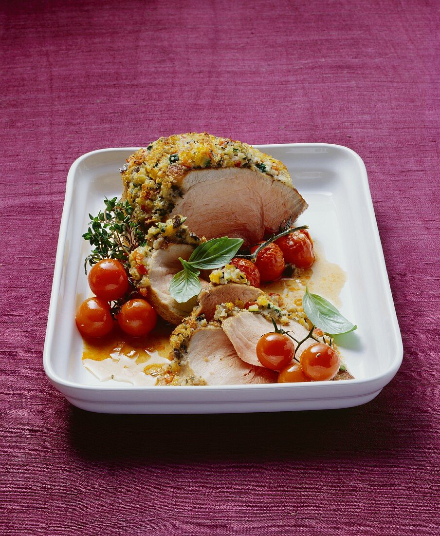 Braised veal with ratatouille crust