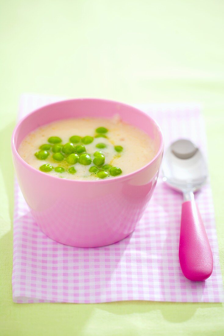 Cream of potato soup with peas