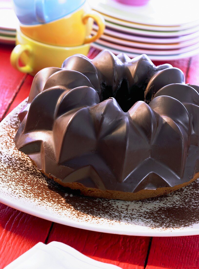 Gugelhupf with chocolate icing