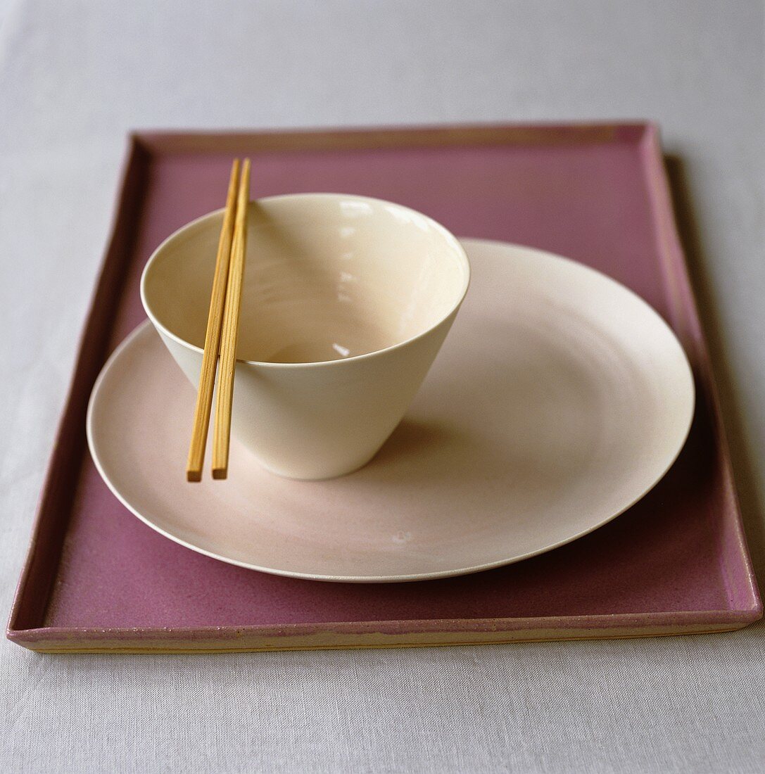 Asian place-setting on tray