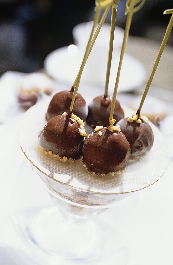 Chocolate truffles with hazelnuts