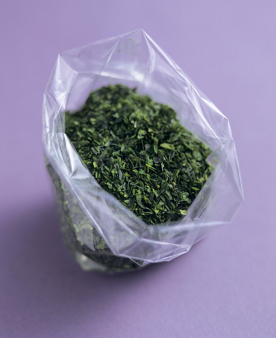 Seaweed flakes in a plastic bag