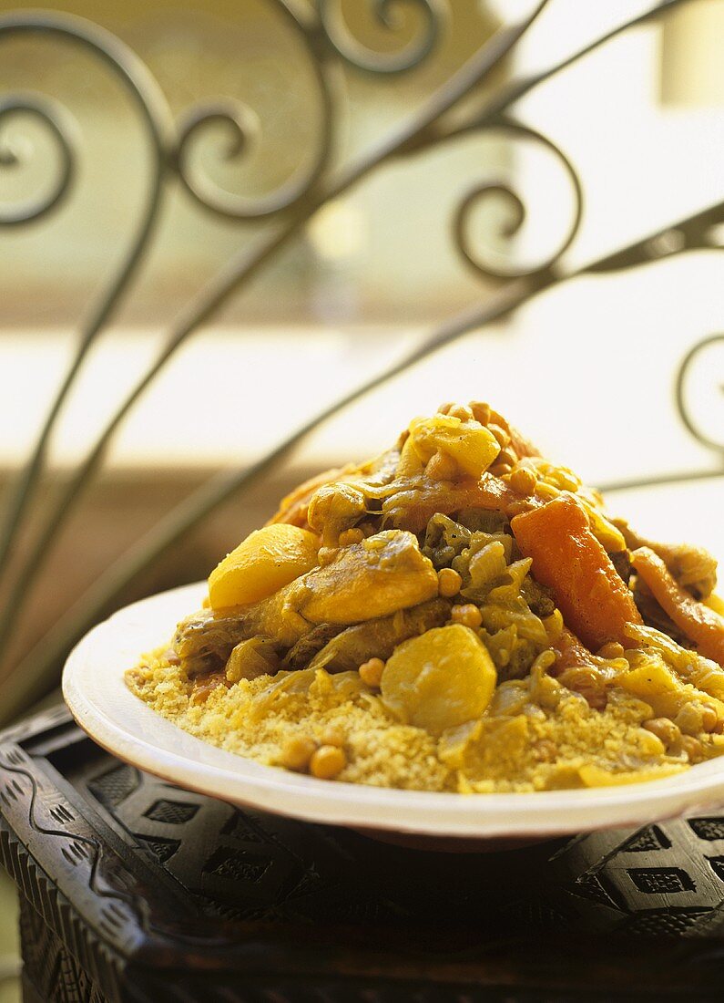 Couscous with three types of meat (Morocco)