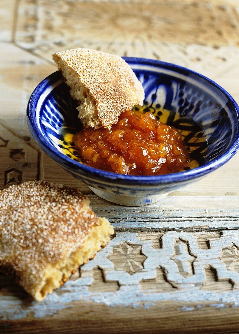 Quince jam with Moroccan bread