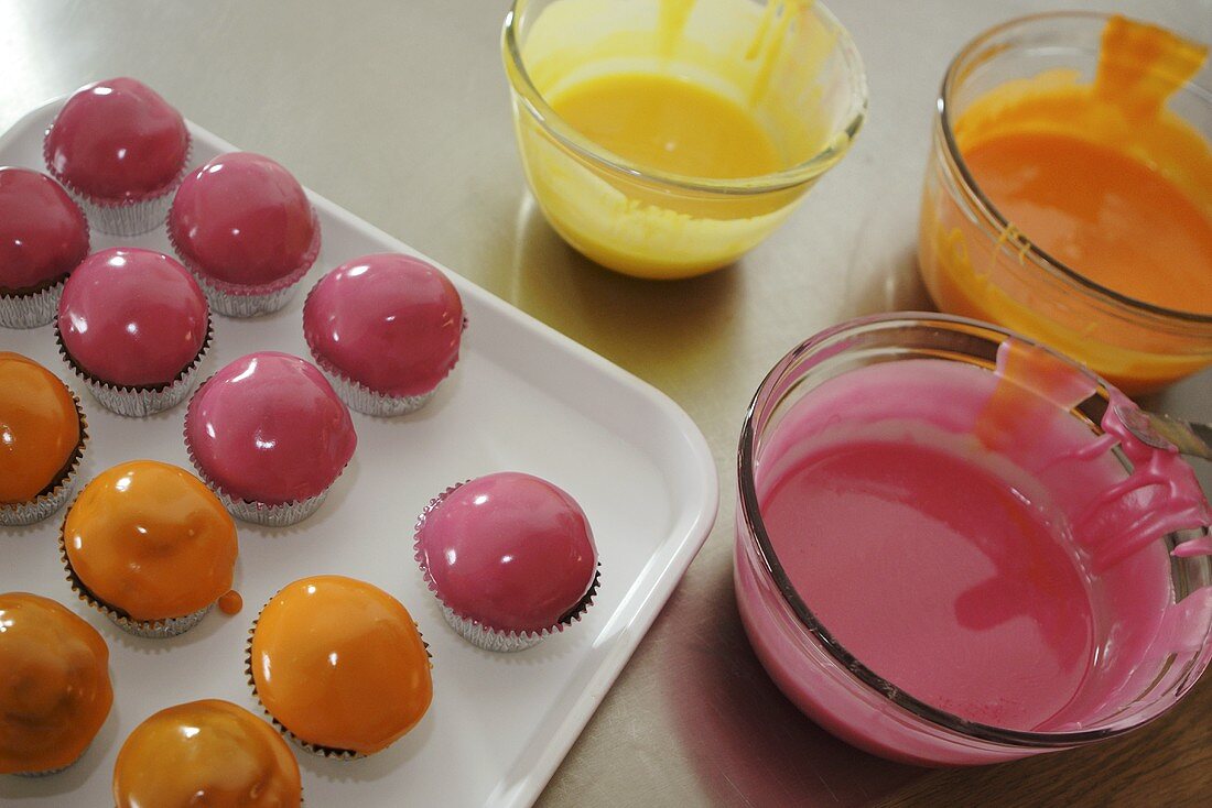 Cupcakes with different coloured icing