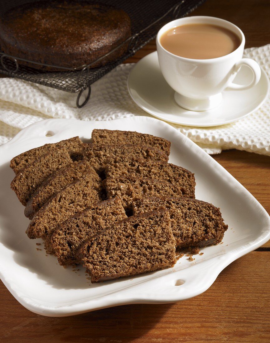 Parkin (English ginger cake) and a cup of tea