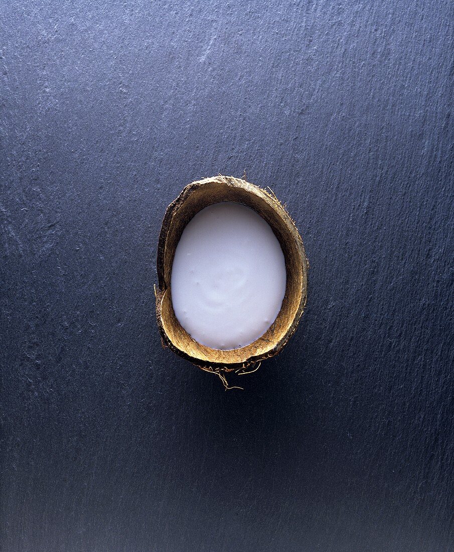 Coconut milk in coconut shell