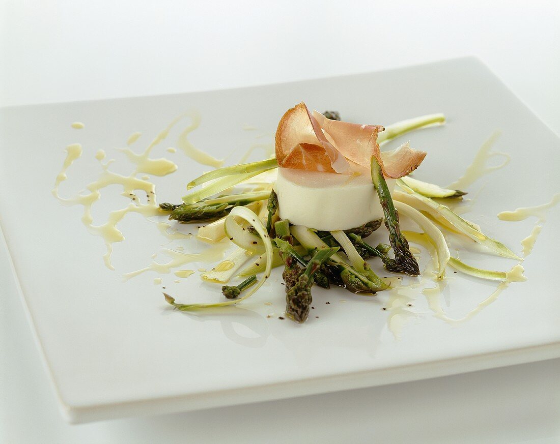 Asparagus salad with soft cheese and lemon dressing