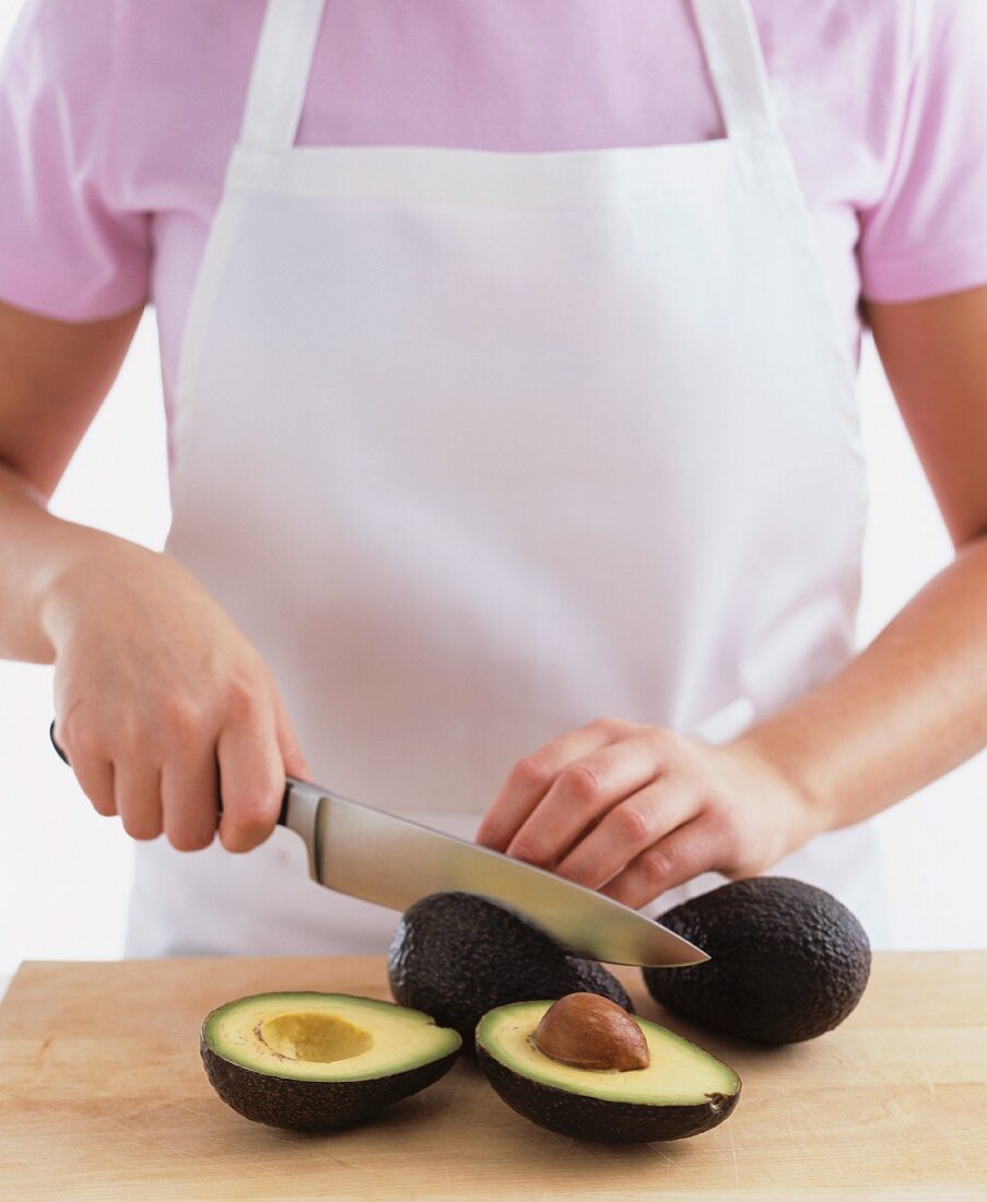 Halving an avocado