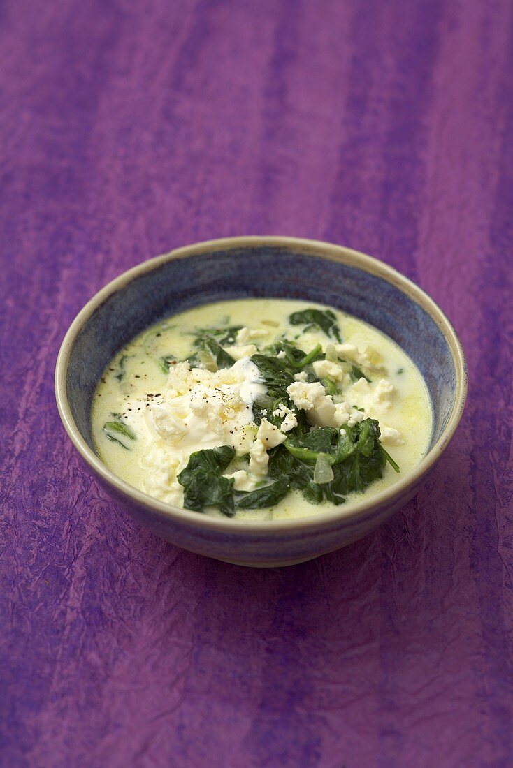 Spinach and sheep's cheese soup