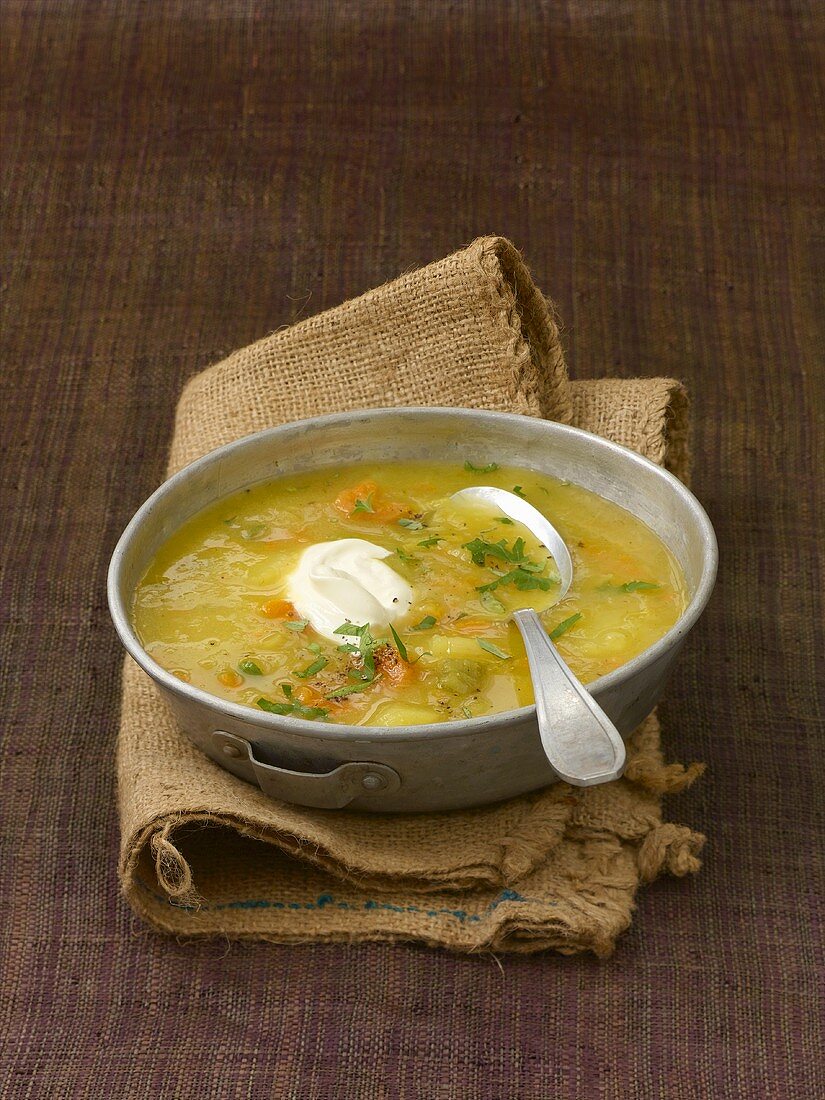 Potato soup with egg