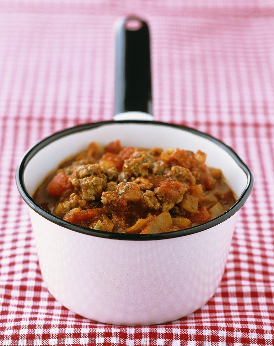 Bolognese sauce in a pan