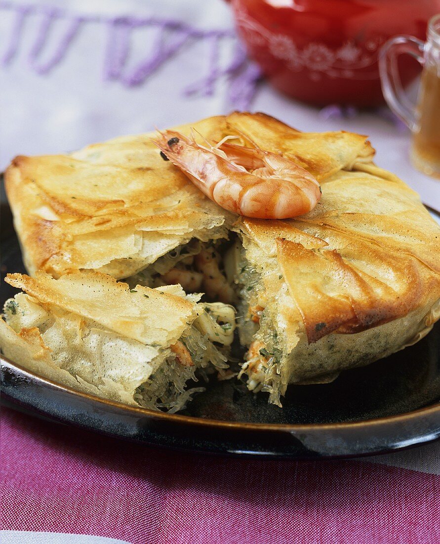 Pastilla mit Garnelen (Marokko)