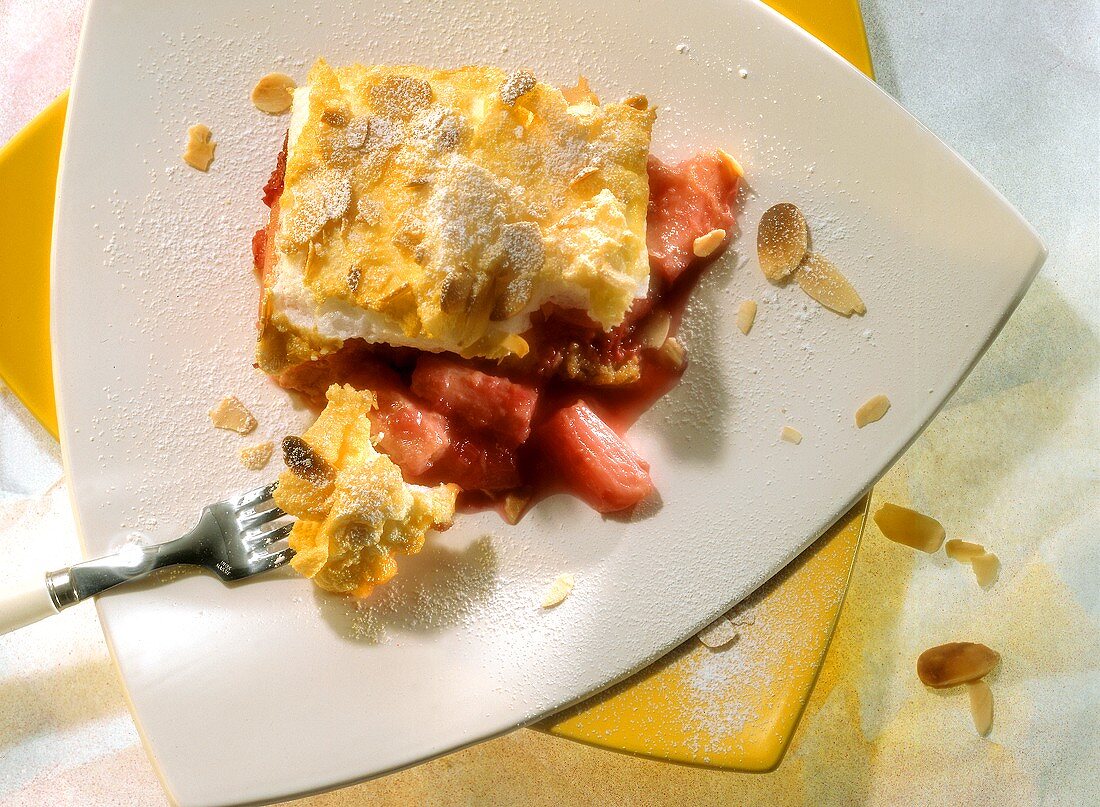 Rhubarb Souffle with Almond Meringue