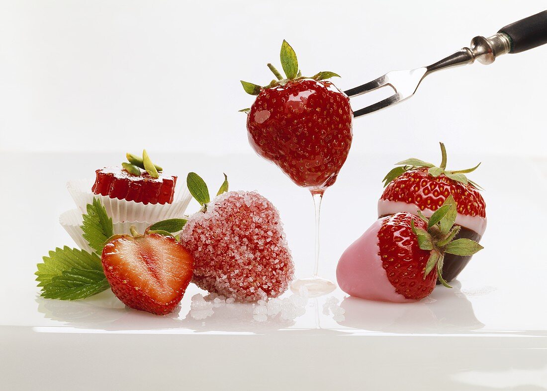 Iced and glazed strawberries