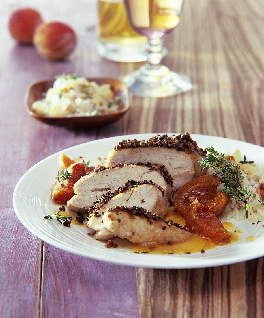 Chicken breast with roasted apricots