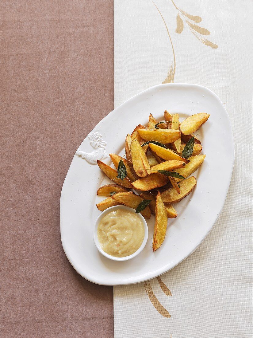 Potato wedges with garlic dip