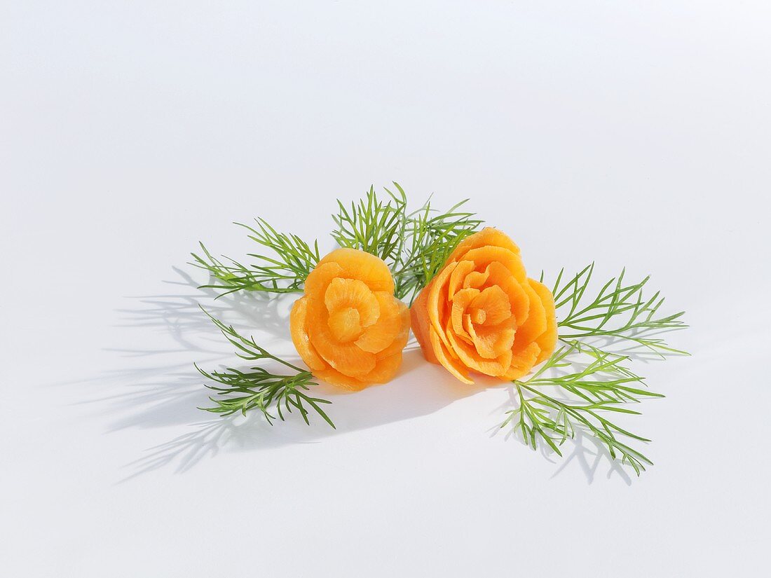 Flowers carved from carrots