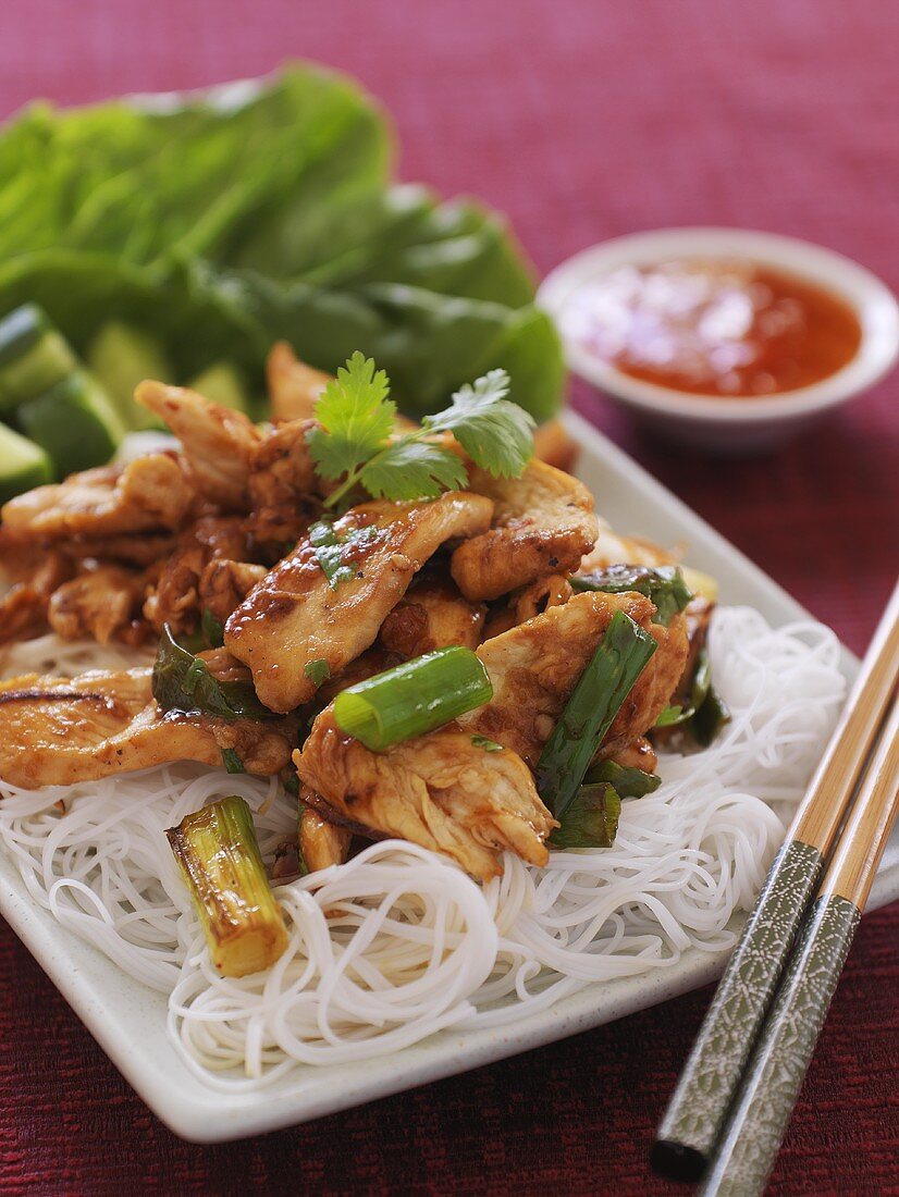 Chicken on glass noodles