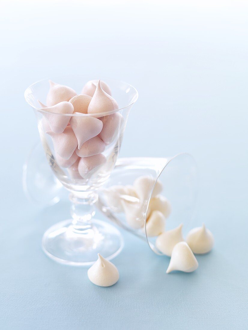 Delicate meringues in a glass