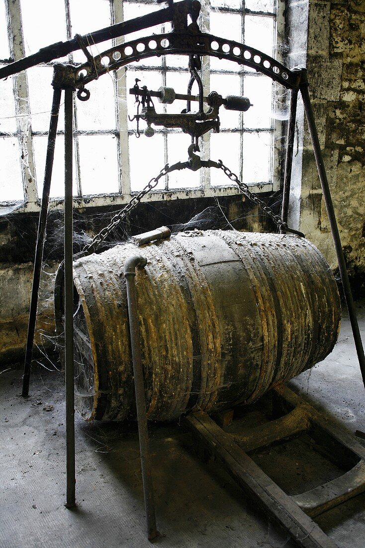 Old wooden barrel of Frapin Cognac