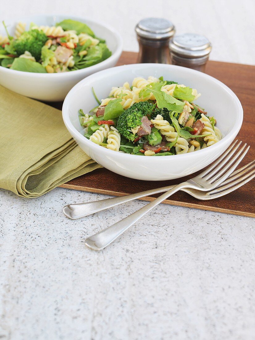 Fusilli with broccoli and bacon