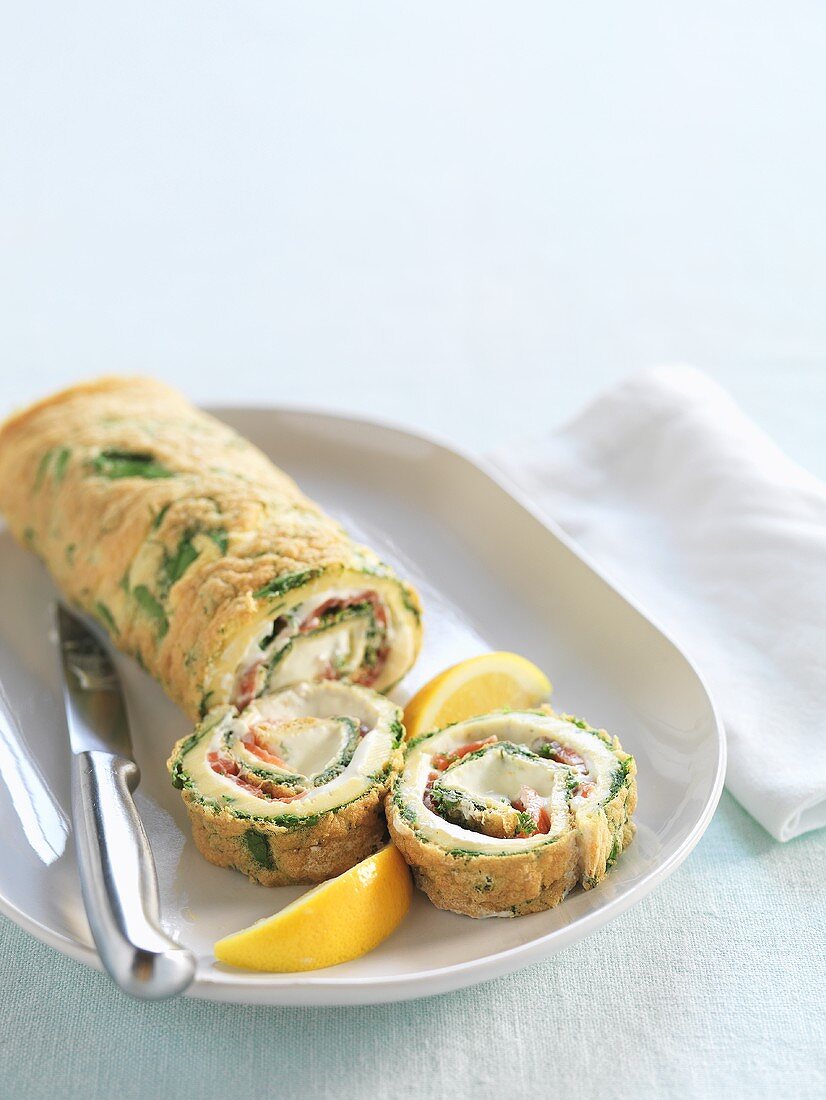 Spinatroulade, angeschnitten