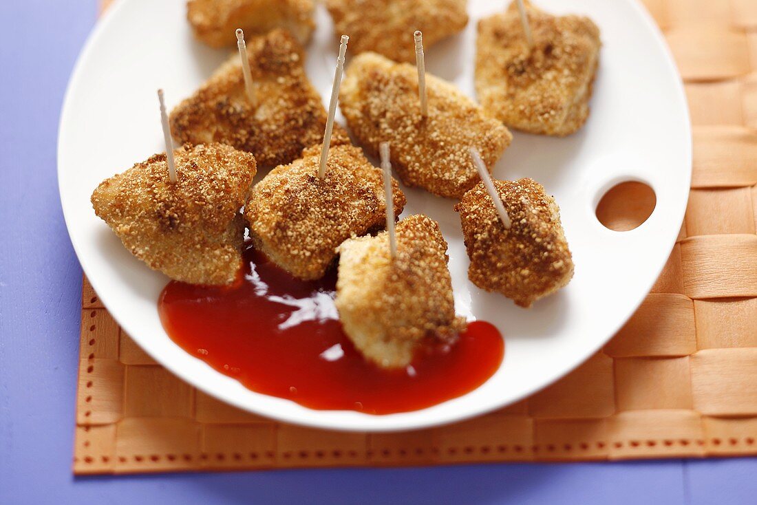 Chicken nuggets with chilli sauce