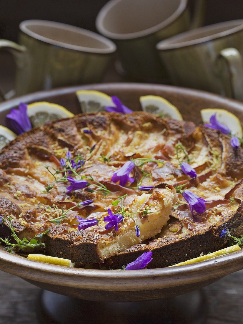 Apple cake with flowers