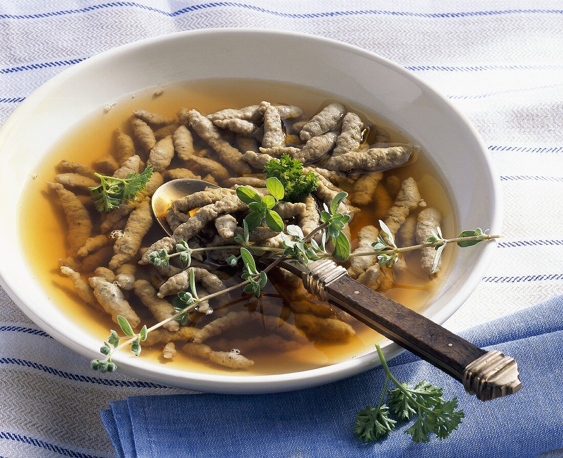 Liver spaetzle (noodle) soup