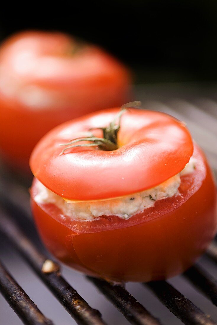 Tomato with cheese stuffing