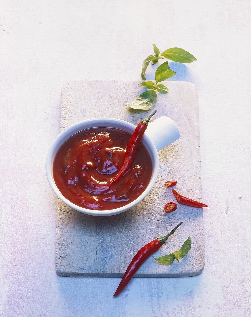 Chilli sauce in a small dish