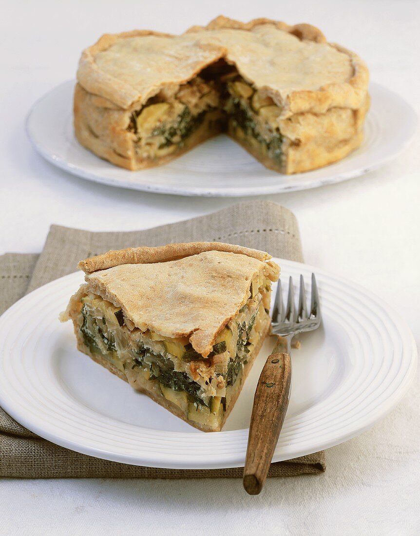 Torta verde with chard and courgette filling