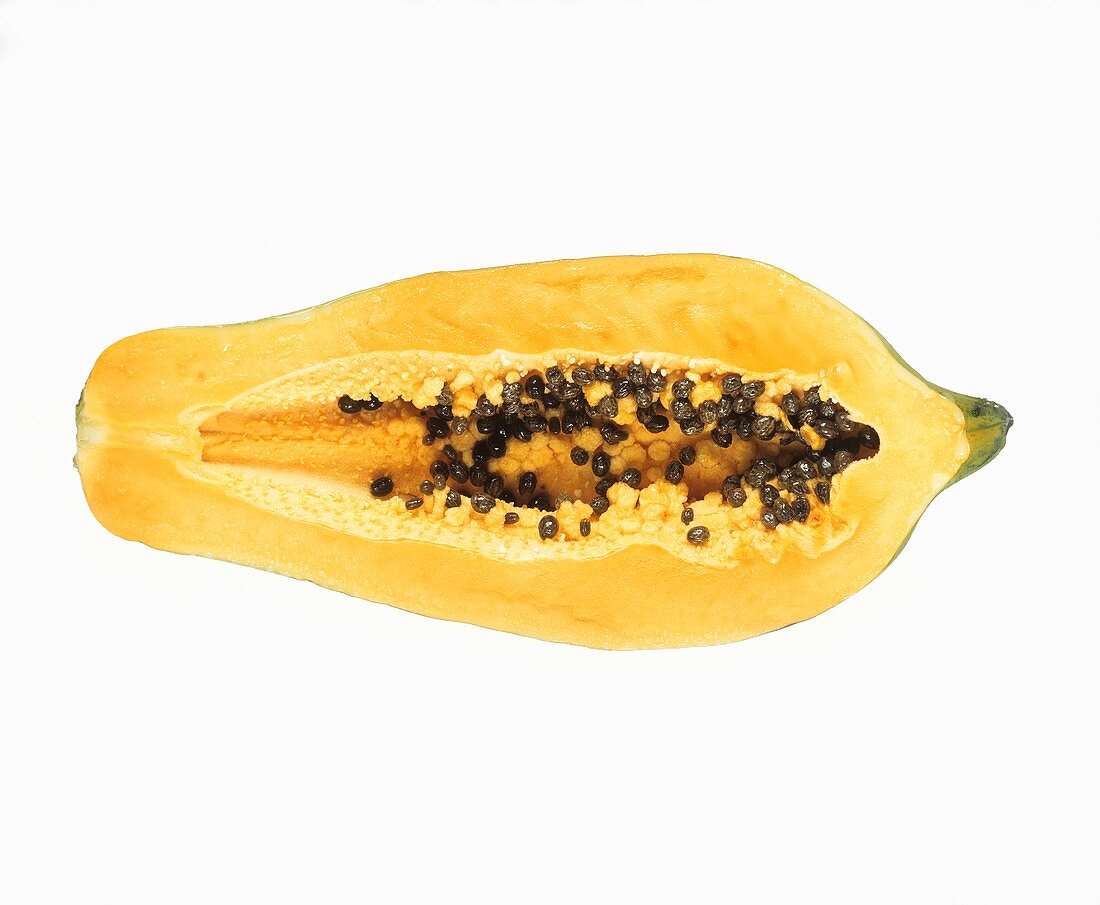 Half of a yellow papaya