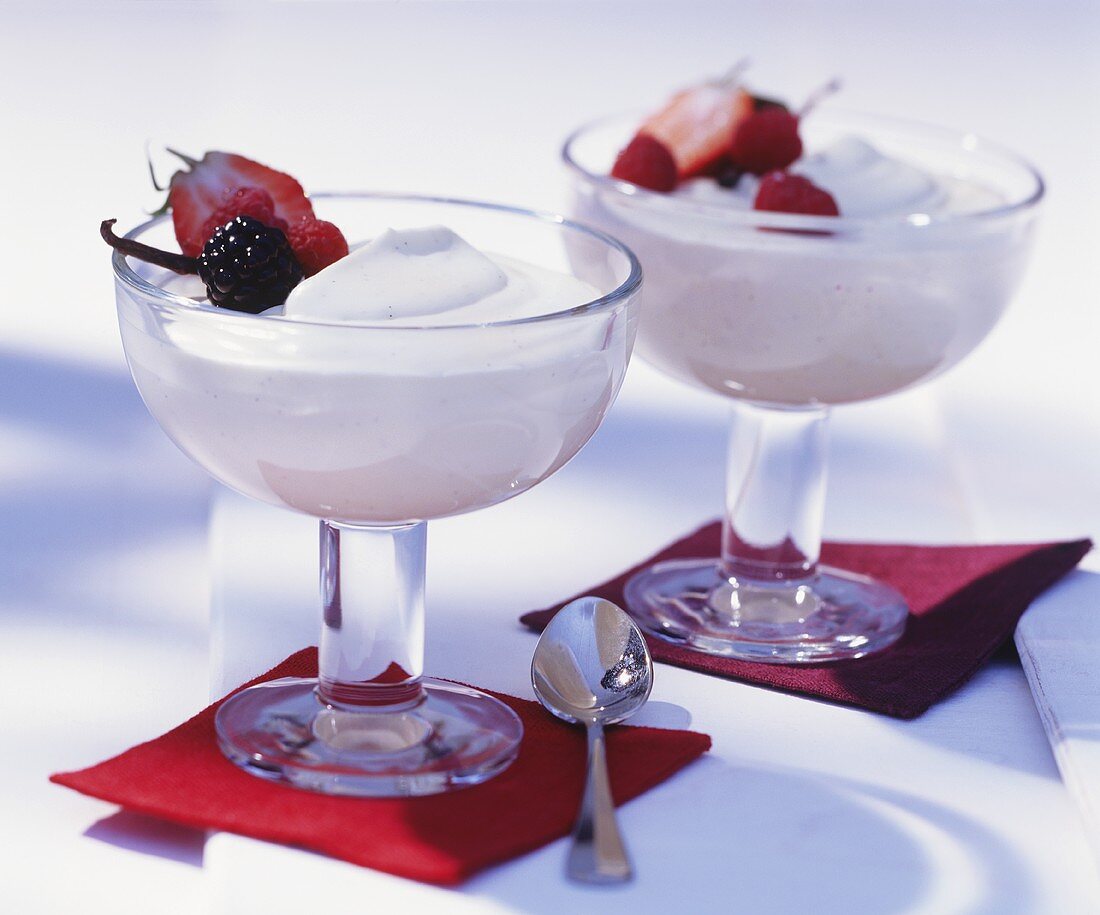 Vanilla quark garnished with berries