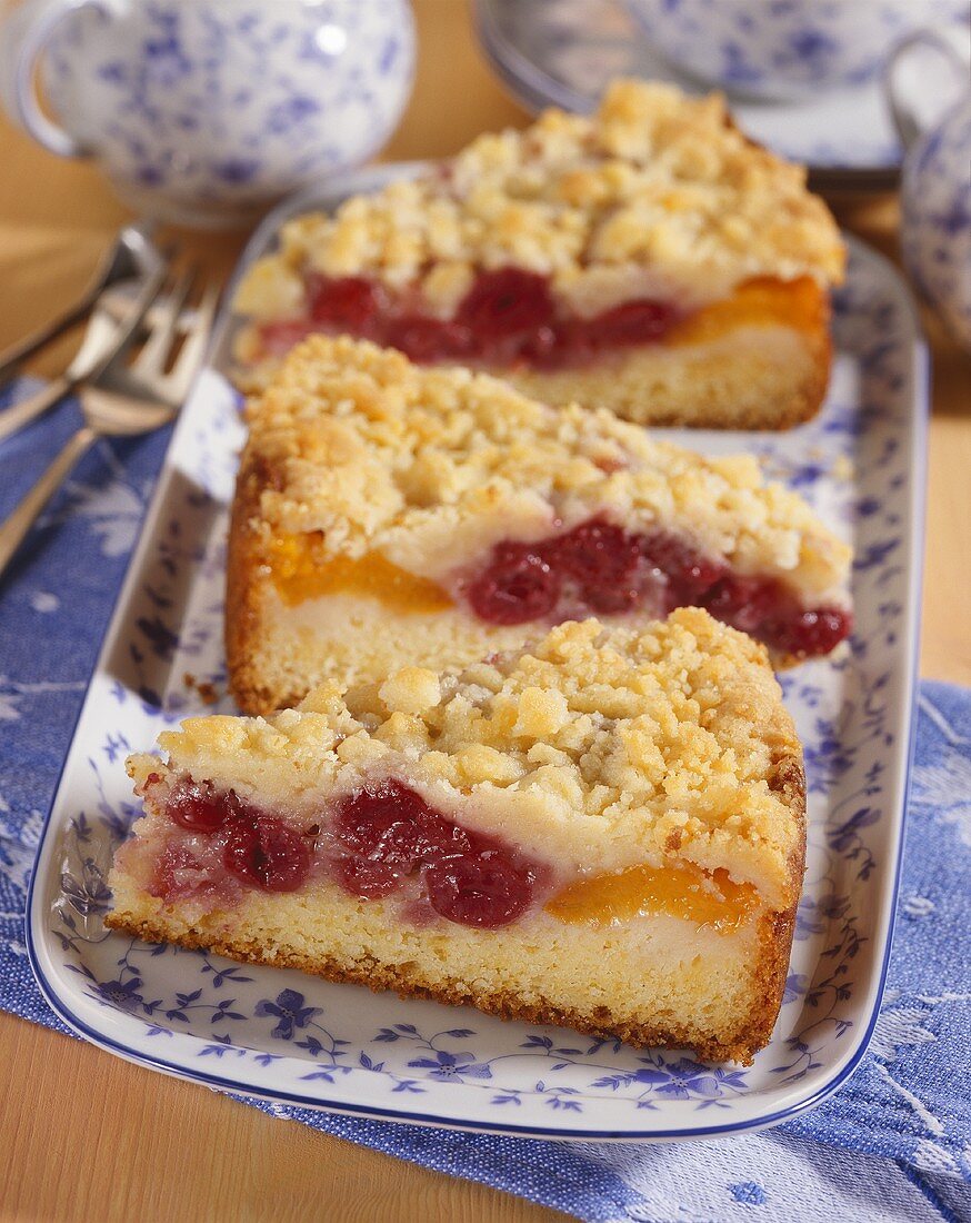 Sour cherry and apricot cake
