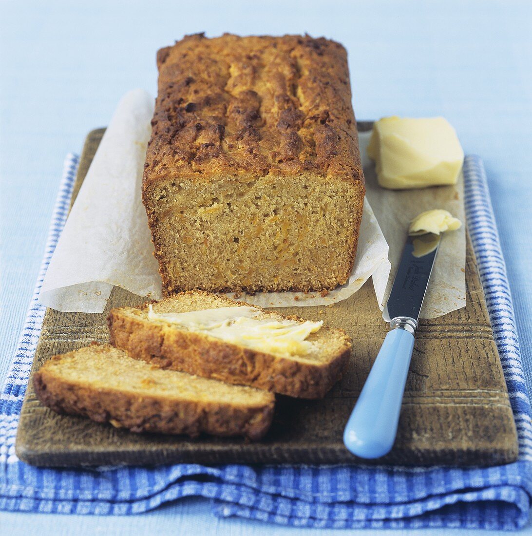 Pumpkin bread with butter