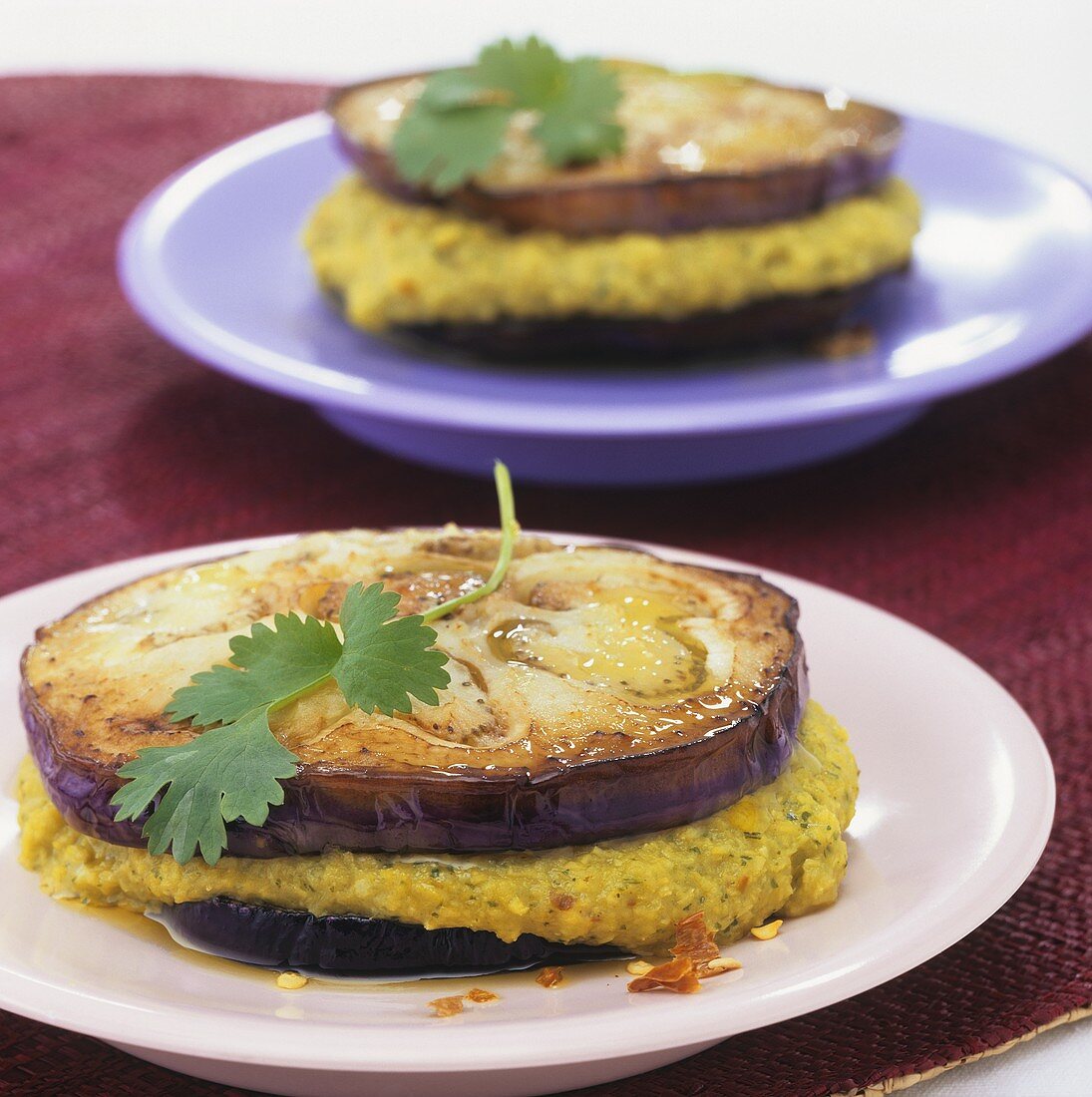 Aubergine slices with coconut