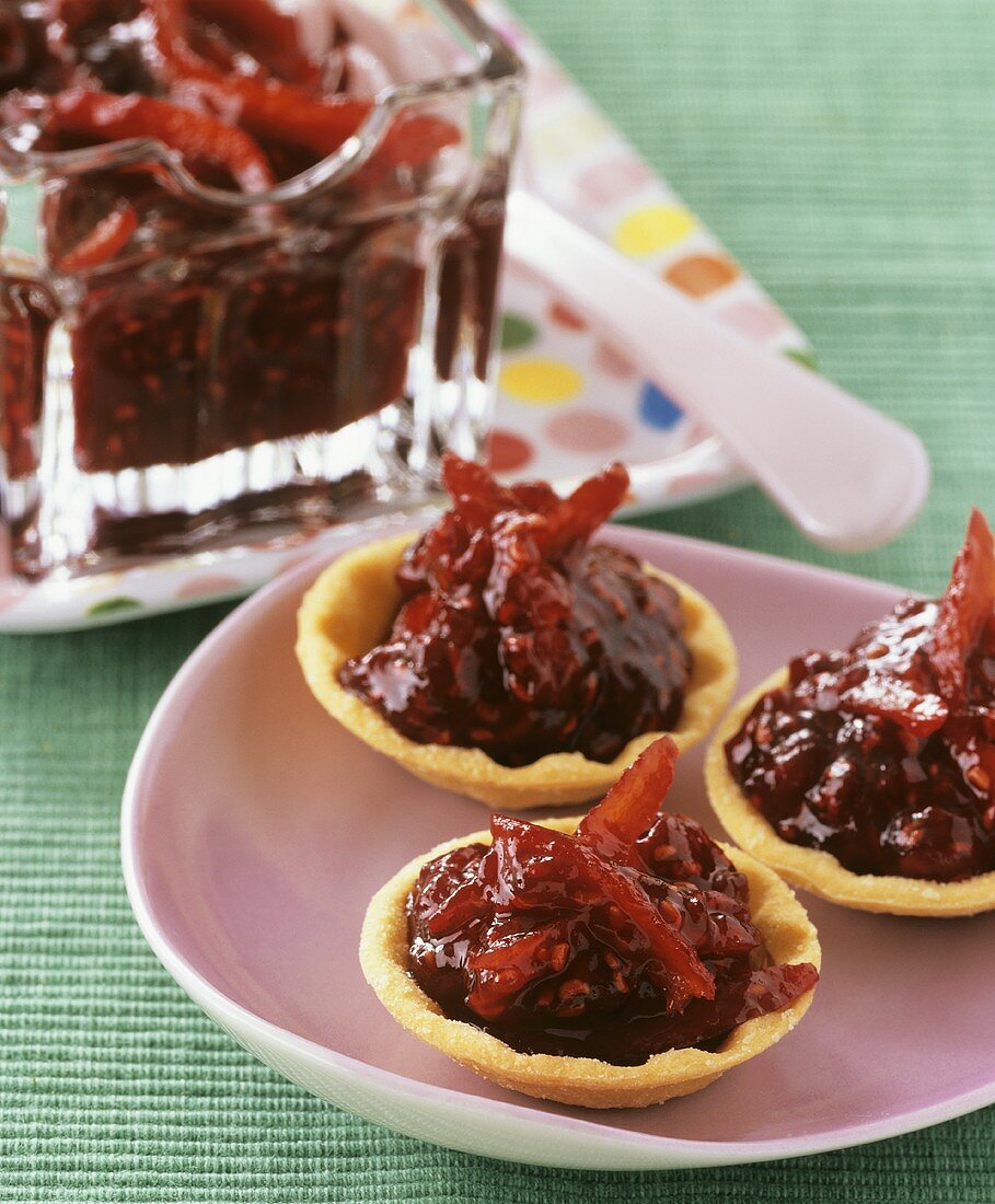 Raspberry and orange jam tarts