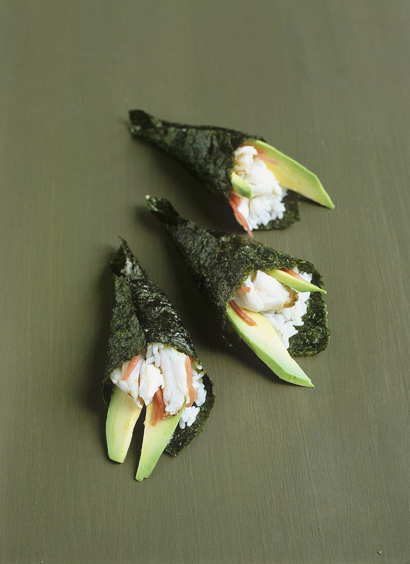 Avocado and crabmeat temaki