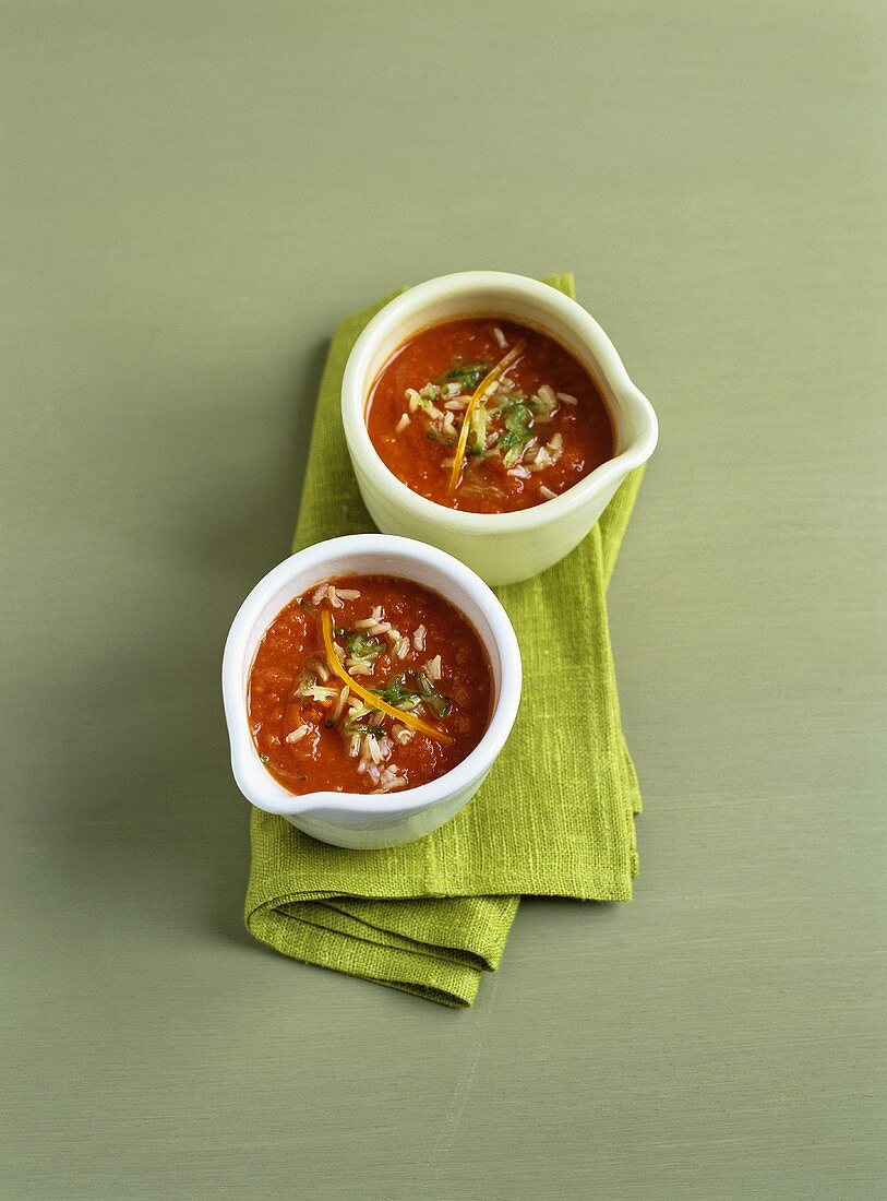 Gazpacho (Cold tomato and vegetable soup, Spain)