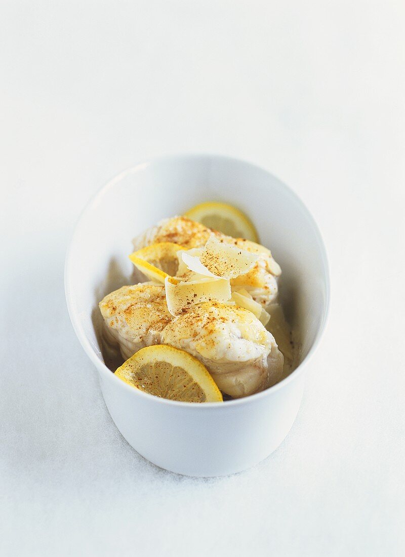 Monkfish with lemon and Parmesan