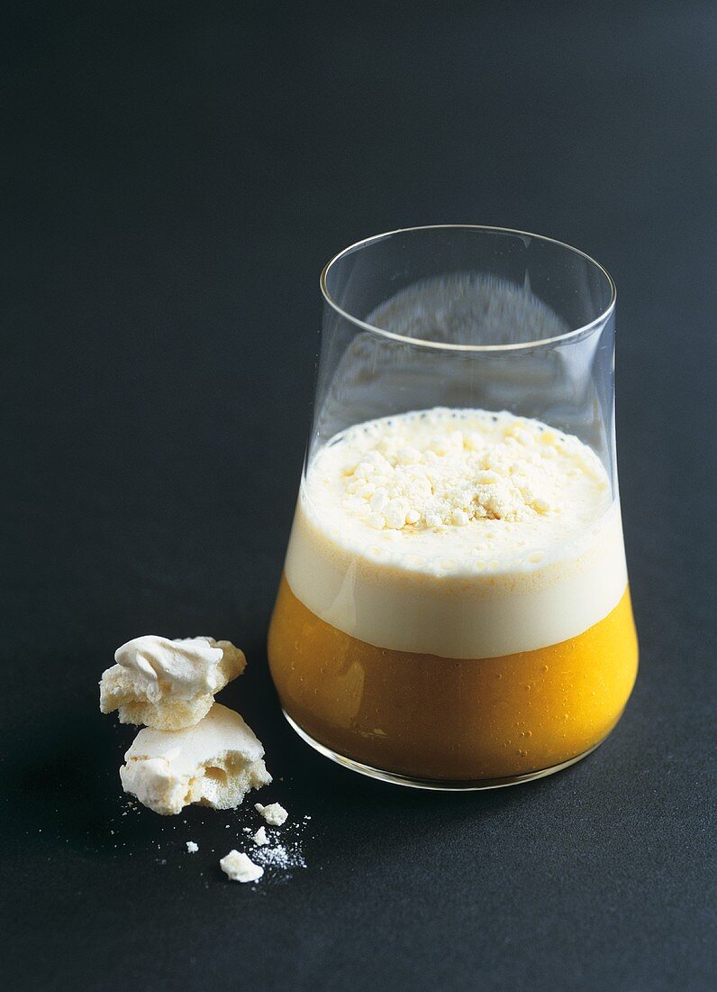 Smoothie with milk and meringue topping