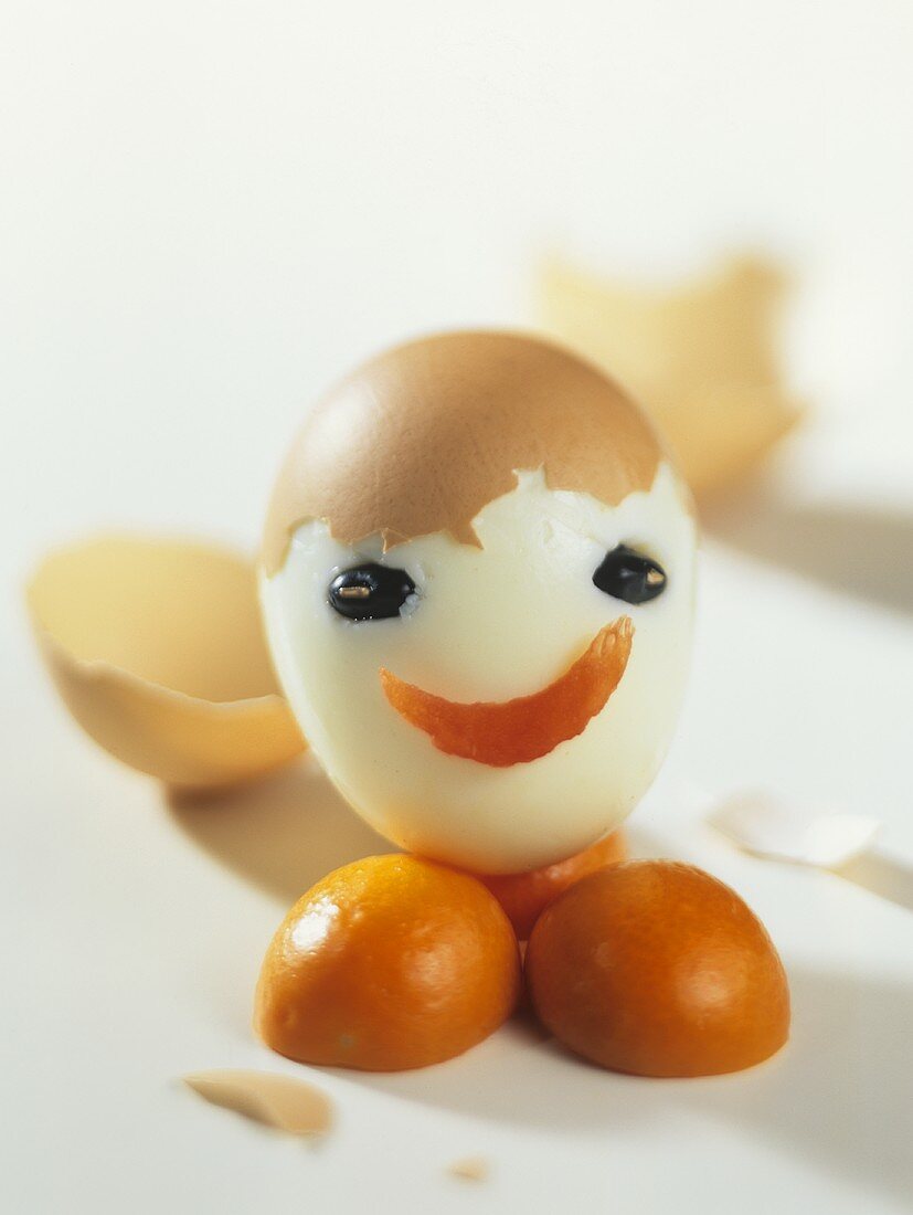 Boiled egg with face
