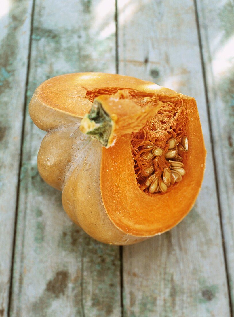 Muscat pumpkin, a slice cut