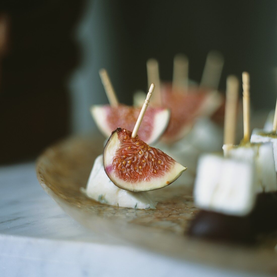 Cheese-fig skewers