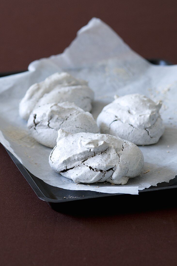 Meringues on a baking tray