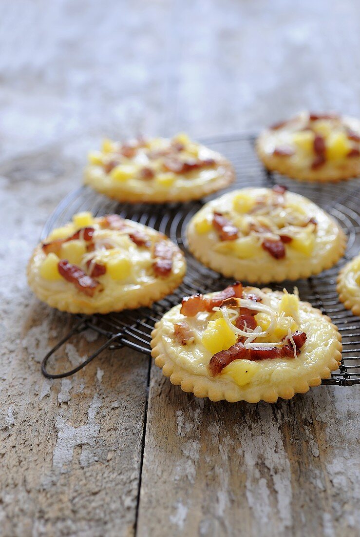 Cheese, pineapple and bacon tartlets