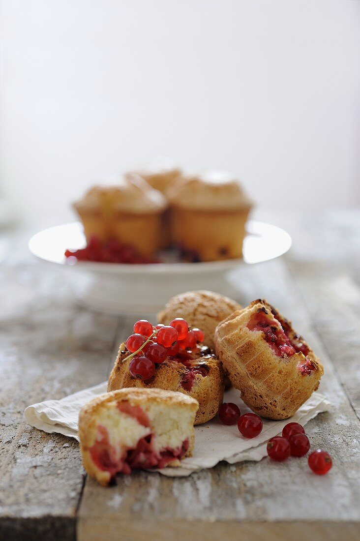 Biscuits de Savoie (sponge cake from Savoy, France) with redcurrants